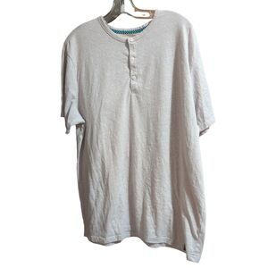 FarWest Men’s 2XL Gray Short Sleeve Henley Shirt 1/4 Button Pullover Casual